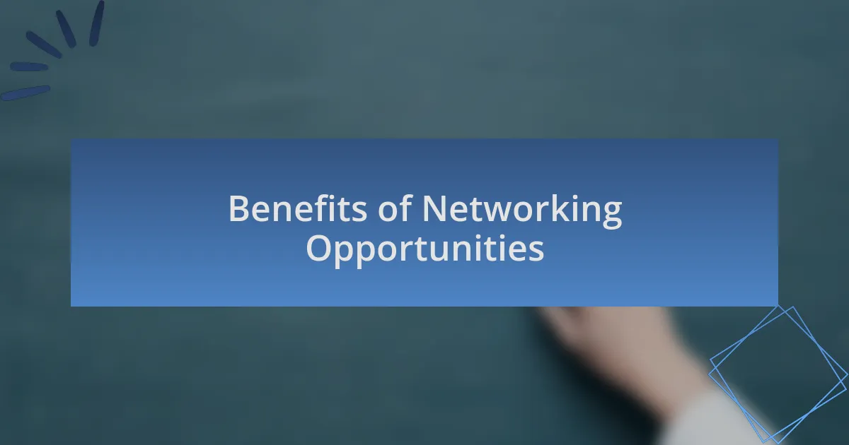Benefits of Networking Opportunities