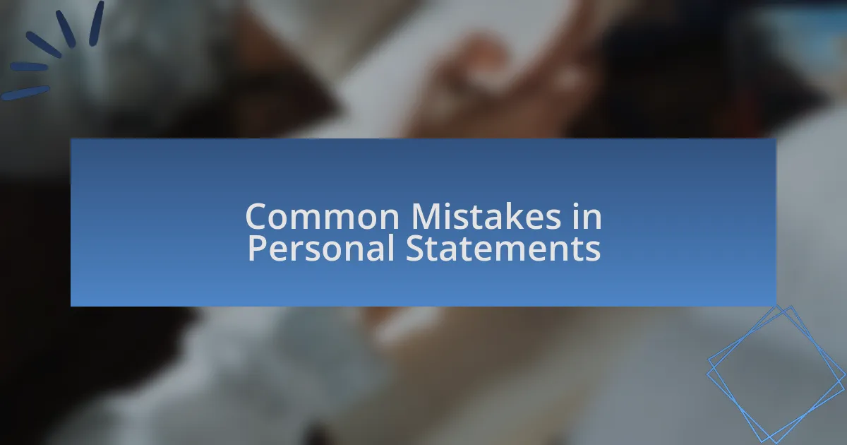 Common Mistakes in Personal Statements