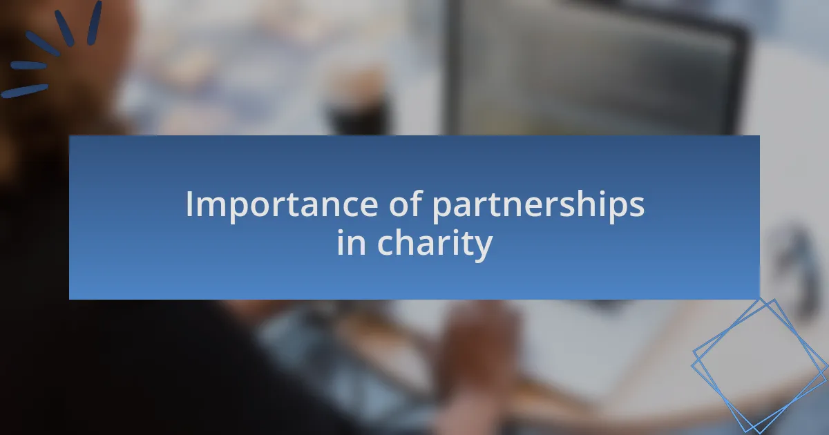 Importance of partnerships in charity