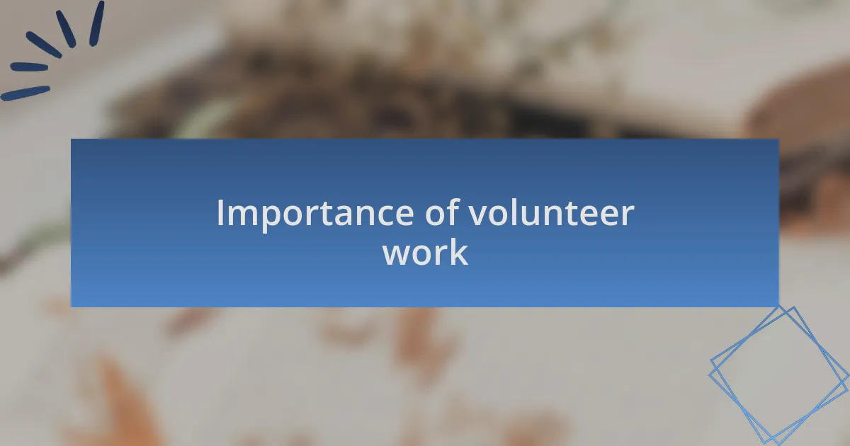 Importance of volunteer work