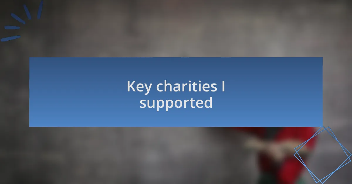 Key charities I supported