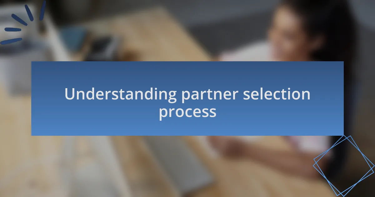 Understanding partner selection process